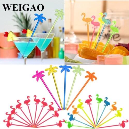 WEIGAO Summer Juice Drink Stirrers Fruit Food Picks Hawaiian Beach Party Decor Cocktail Swizzle Sticks Drink Muddler for Party