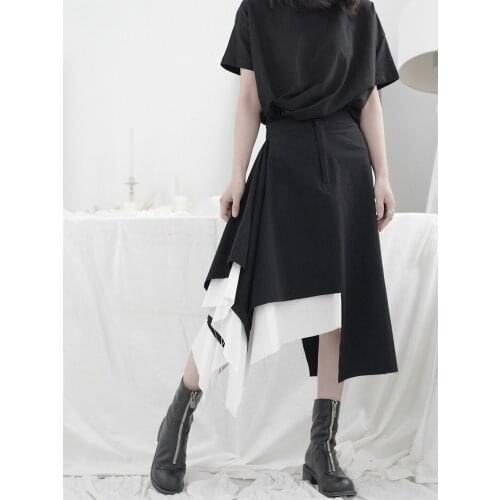Dark Yamamoto style half-length skirt woman loose irregular design feeling minority A-word pleated black skirt