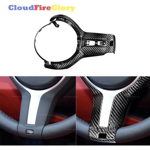CloudFireGlory For BMW F20 F22 F30 F31 F32 F33 F36 F10 F06 F12 M-Sport Replacement Steering Wheel Cover Trim Real Carbon Fiber