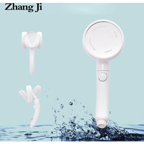 ZhangJi High Pressure Large Panel 360° Rotating Shower Head Stop Button Shower Head Handheld Detachable Water Saving Shower Head