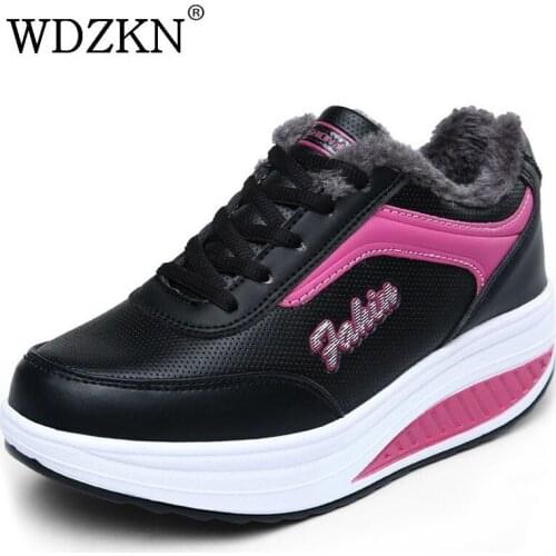 WDZKN 2019 Winter Warm Ankle Boots For Women Snow Boots Waterproof Wedges Platform Warm Shoes Women Casual Swing Shoes Botas