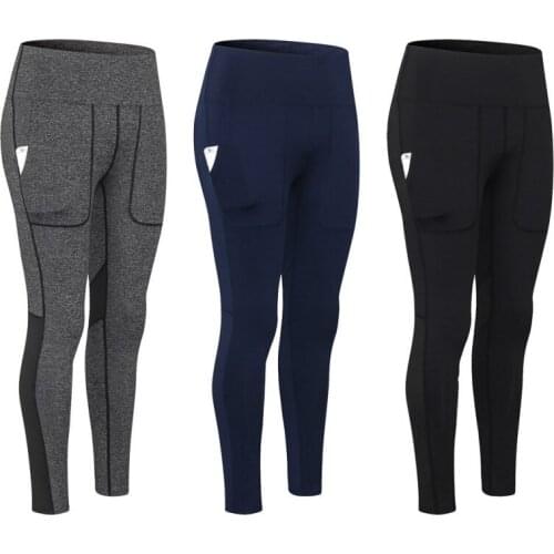 Women Yoga Leggings High Waist Fitness Running Quick-Dry High-Stretch Leggings Pocket Mesh Splicing Sports Gym Running Pants