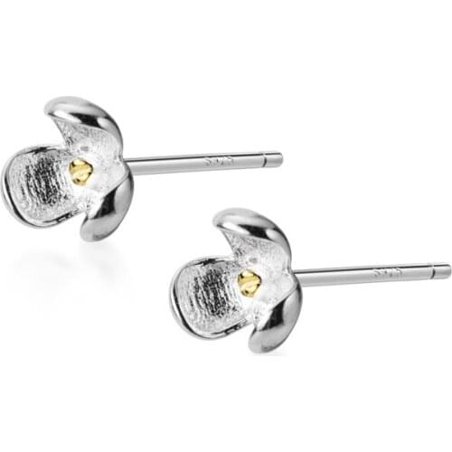 MloveAcc Simple Flower Stud Earrings 925 Sterling Silver Floral Hypoallergenic Earring for Girl Silver Jewelry
