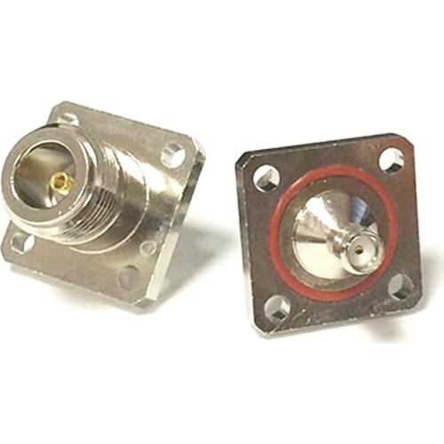 2pcs N Female Jack to SMA Female RF Coax Adapter convertor big 4-hole panel mount Nickelplated Waterproof NEW wholesale