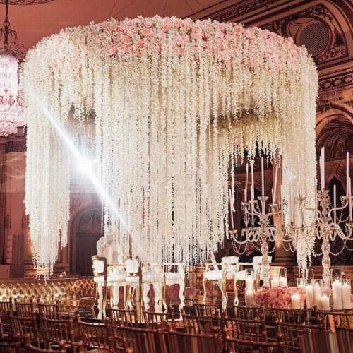 12pcs Wisteria 1.1m Long Flower String Artificial Flowers Vine For Wedding Decoration Home Party Decoration DIY Craft