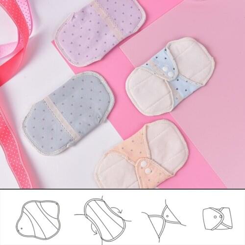 140mm Feminine Women Reusable Washable Pure Cotton Cloth Menstrual Mama Pad 5.5in Color Random