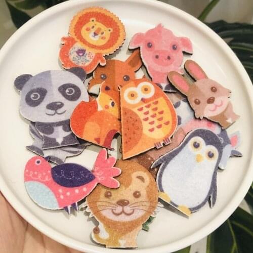 15Pcs 3-4cm Cute Animals Penguin Cat Panda Appliques For Craft Clothes Sewing Supplies DIY Hair Clip Accessories