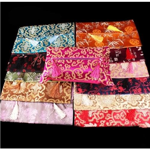50pcs Tassel High End Decorative Pocket Tissue Box Holder Napkin Case Luxury Paper Cover Chinese Silk Brocade Pouches Bag