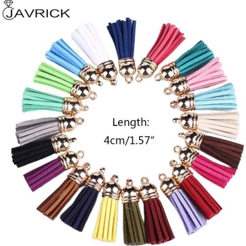 20 Pcs/Pack 4cm Tassels Pendants Multi Colors Faux Suede DIY Crafts Jewelry Earrings Keychain Making Accessory Random Color