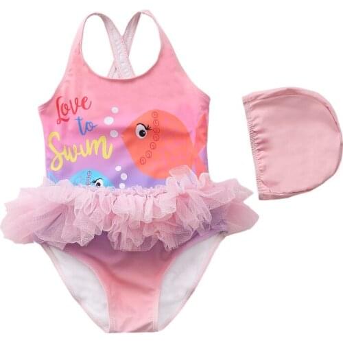 2021 New Baby Girls Swimwear 1~7Years Children Swimsuit One Piece Girls Swim Suit Kids Girl Bathing Suit Beach Wear Summer