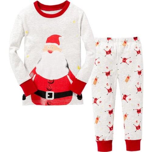 27kids Boys cotton Pajamas Sets Cartoon Christmas Toddler Babys Home Clothes Santa Claus Pattern Long Sleeve Sleepwear