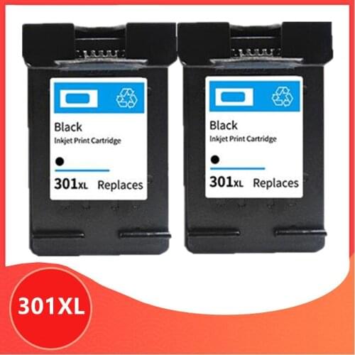 2x Black 301XL Refilled Ink Cartridge Replacement for hp 301 xl for hp301 CH563EE CH564EE for HP Deskjet 1000 1050 2050 3000