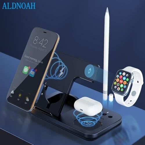 4 in 1 Wireless Charger Station Qi Fast Charging Stand for iPhone 12 11 X XS XR XS Max X 8 For Apple Watch 6 5 4 3 2 Airpods Pro