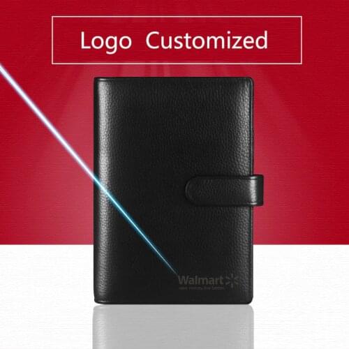 Genuine Leather Logo Custom A5 A6 Notebook Cowhide Travelers Loose leaf Office Mini A7 Writing Pads Diary Rings Binder