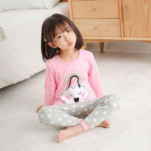Kids Pajamas Sets Girls Lovely Night Suit Children Cartoon Sleepwear Pyjamas Cotton Baby Boy Nightwear 2-13Y Teens Clothes