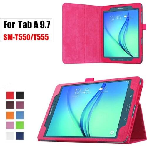 Flip Stand PU Leather Tablet Case For Samsung Galaxy Tab A T550 T555 SM-T550 9.7 inch Smart Cover Case Protector