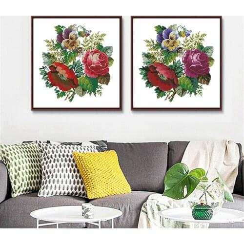 Joy Sunday A Bouquet of Roses 11CT Printed Fabric Series 14CT Canvas DMC Cross Stitch Kits Embroidery Crafts Factory Wholesale