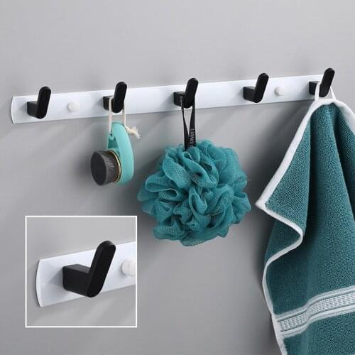 Space aluminum black and white door hook clothes hook European style coat hook toilet Hotel single clothes hook row hook