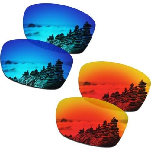 SmartVLT 2 Pairs Polarized Sunglasses Replacement Lenses for Oakley Jupiter Squared Ice Blue and Fire Red