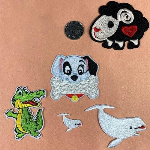 Lovely Cartoon Crocodile Small Sheep Patches Iron On Embroidered Back Rubber Appliques for Children Clothing Accessories Badges