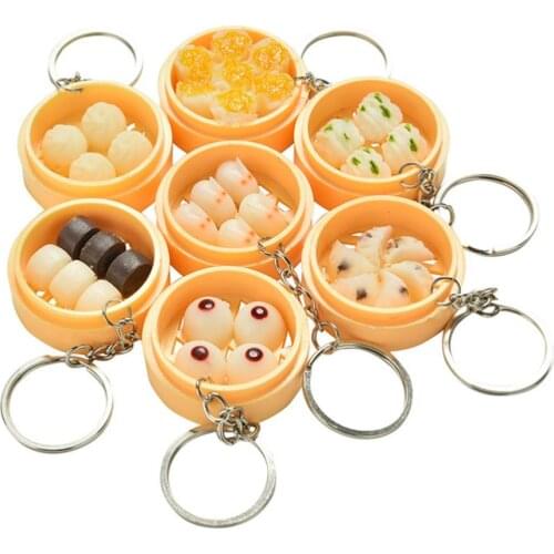 Mini Simulation Chinese Steamed Bun Dumpling Steamer Pendant Keyring Keychain Pendant Keyring Keychain Pendant Keyring Keychain
