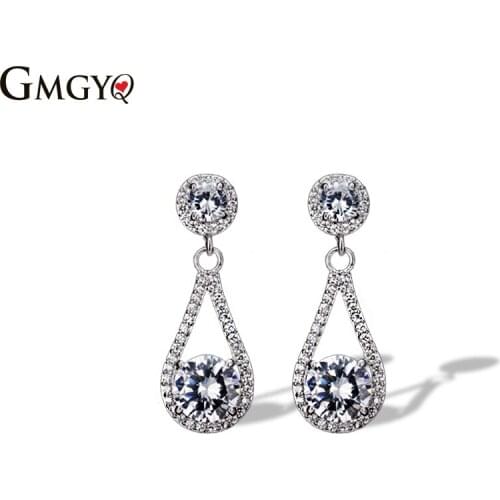 GMGYQ Fashion Jewelry 2018 Circulaire Zirkoon Dangle Haak Oorbel Lange Mode Lange Microscoop Kragen Vrouwen Mode-sieraden Gifts