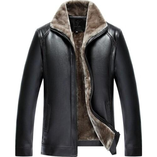 Men Winter Jackets 2019 Fur Collar Warm Windproof Business Gentleman Casual Pu Jacket Male KK3167