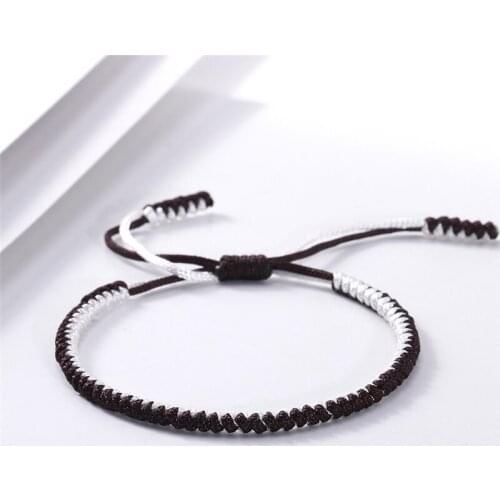 Men Bracelet Brown Braid Thread Lucky Rope Tibetan Buddhist Bracelets Bangles for Women Handmade Woven Knot Couple Charm Jewelry