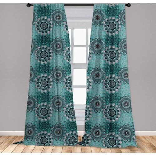 Mandala Window Curtain Hippie Oriental Abstract Motifs Traditional Round Spring Inspired Design Lightweightative with Rod Pocket