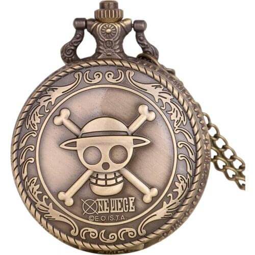 Wholesale Vintage Copper Pocket Watch ONE PIECE Cut Pattern Fashion Retro Necklace For Men Women Kids TD2005