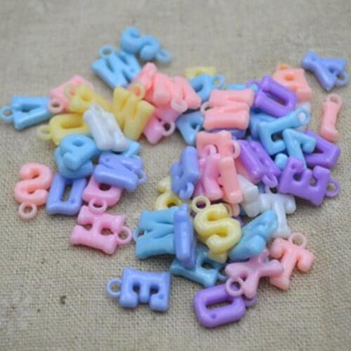 Wholesale Mixed Ice Cream Color Acrylic Letter Charm Beads for DIY Jewelry 9*14mm BJ-22