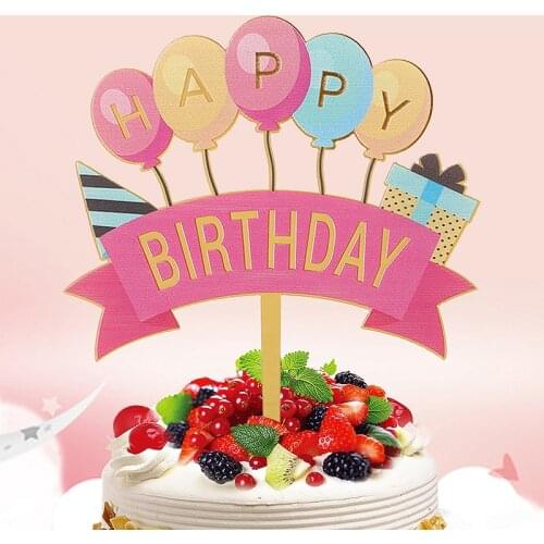 Original Color Printing Castle Birthday Cake Toppers Pink Happy Birthday Cake Topper for Kids Birthday Party Cake Decorations