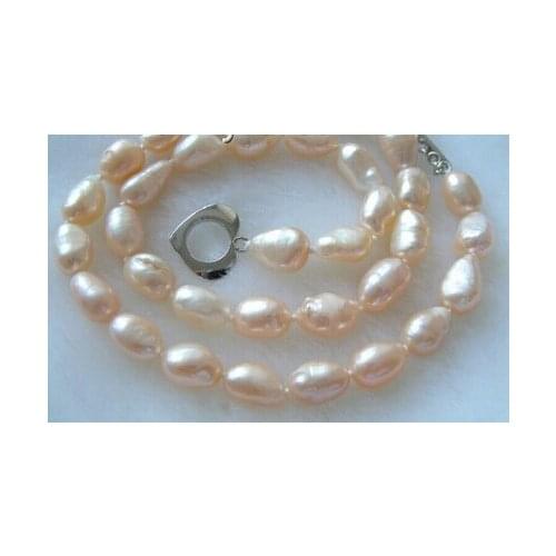 Necklace Women Gift word necklaces real 925 real natural big baroque pink freshwater pearls necklace 18" Party, Luxury Dubai