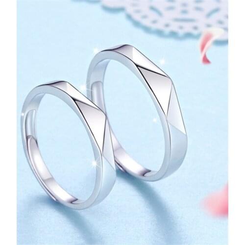 Offers with free shipping trendy couple lovers geometric rhombus rings for women boho wedding engagement rings KCJ36