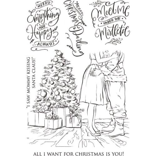 Merry Christmas Transparent Clear Silicone Stamp/Seal for DIY scrapbooking/photo album Decorative clear stamp sheets A0458