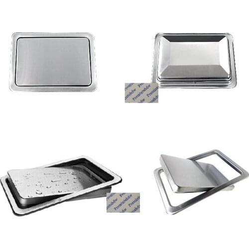 Rectangle Stainless Steel Countertop Flush Built-in Rolling Flip-top Swing Cover Lid Trash Waste