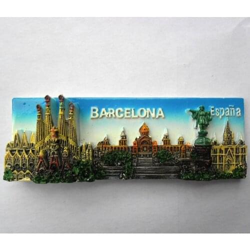 QIQIPP Barcelona, Spain Tourism Memorial landscape decoration crafts magnetic refrigerator paste collection hand salute