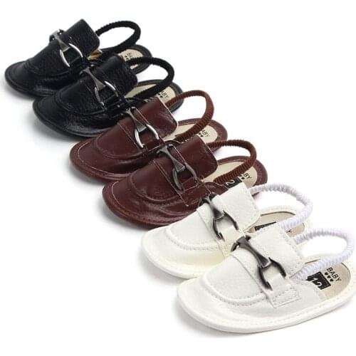 Vintage Baby Boys Girls PU Leather Sandals Newborn Anti-Slip Soft Sole Flat Shoes Closed-Toe Toddler First Walkers
