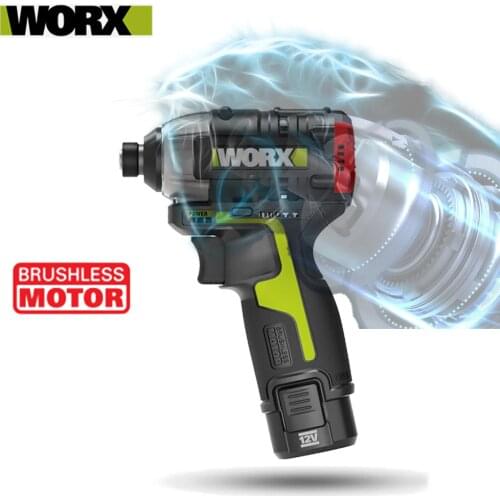 Worx WU132 Brushless Screwdriver 12v Cordless Impact Screwdriver Max 200W 140Nm 3300RPM Output 1/4inch Hex Chuck Lithium Battery