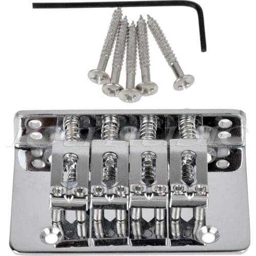 Kmise Fixed Hardtail Bridge Tailpiece Black/Chrome for 4-String Electric Guitar Mandolin Ukulele Cigar Box