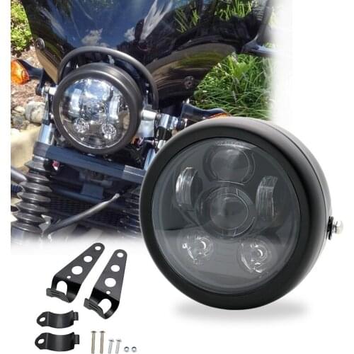Led 5-3/4" 5.75" LED Projection Motorcycle Headlight For Harley Sporster XL 1200 883 Dyna Glide with Headlight Housing