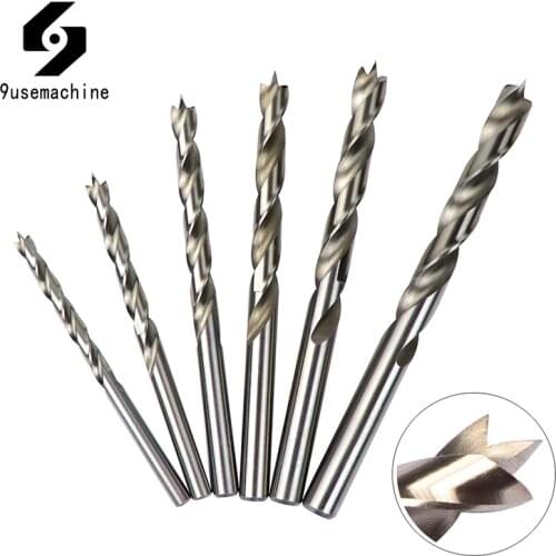 Three-sharp Drill Bit 5/6/7/8/9/10mm HSS Grinding Drill Bit For Wood Core Drill Hole Carpenter Woodworking Drilling Tools