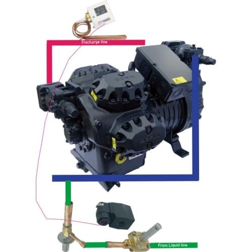 25HP universal & complete liquid injection kits are suggested in high adiabatic index refrigerant cycles, such as R23, R14, R170