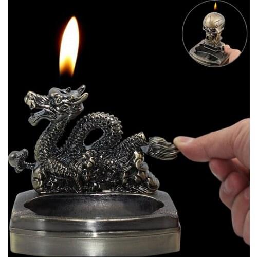 High Quality Creative Metal Lighter skull ashtray multifunctional lighter creative inflatable line butane lighter leadingtiger