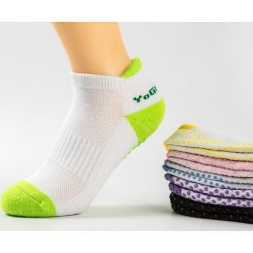 Women Fitness Women Professional Yoga Socks Anti Slip Rubber Dots Sports Indoor Exercise Socks Latex Pilates Socks Green Purple