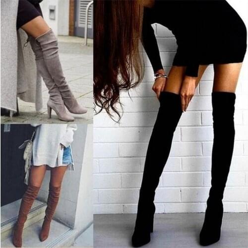 Size 34-43 2020New Shoes Women Boots Black Over the Knee Boots Sexy Female Autumn Winter lady Thigh High Boots 20