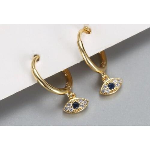 Genuine 100% 925 Sterling Silver Jewelry Mini Blue Zircon Evil Eyes Earring Pendant Small Stud Earrings for Women Femme