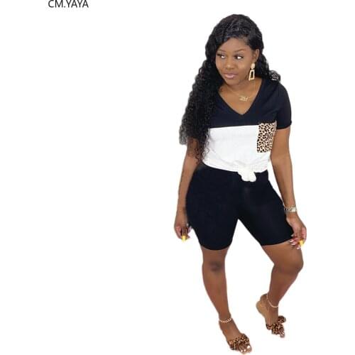 2020 Women Sets Summer Tracksuits Leopard Print Sportswear Tops+Shorts Suit Two Piece Set Club Party Street 2 Pcs Outfits GL8214
