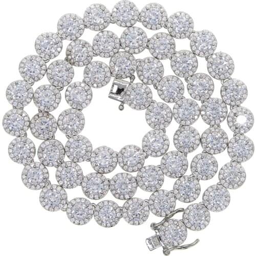 New arrived wholesale cheaper price hip hop women choker necklace with 5A cz round cut tennis chain long necklace jewelry