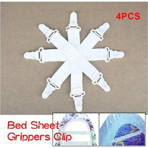 4 Pcs Bed Sheet Fasteners Clip Elastic Suspenders Grippers Holder VJ-Drop